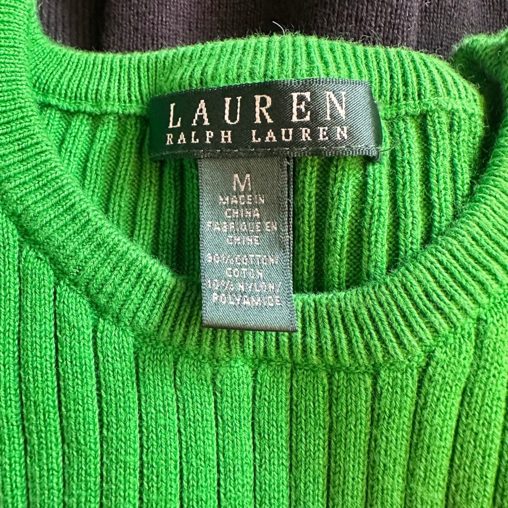 Ralph Lauren Sweater Womens M Multicolor Ribbed Knit Button Shoulder Striped - Picture 8 of 12